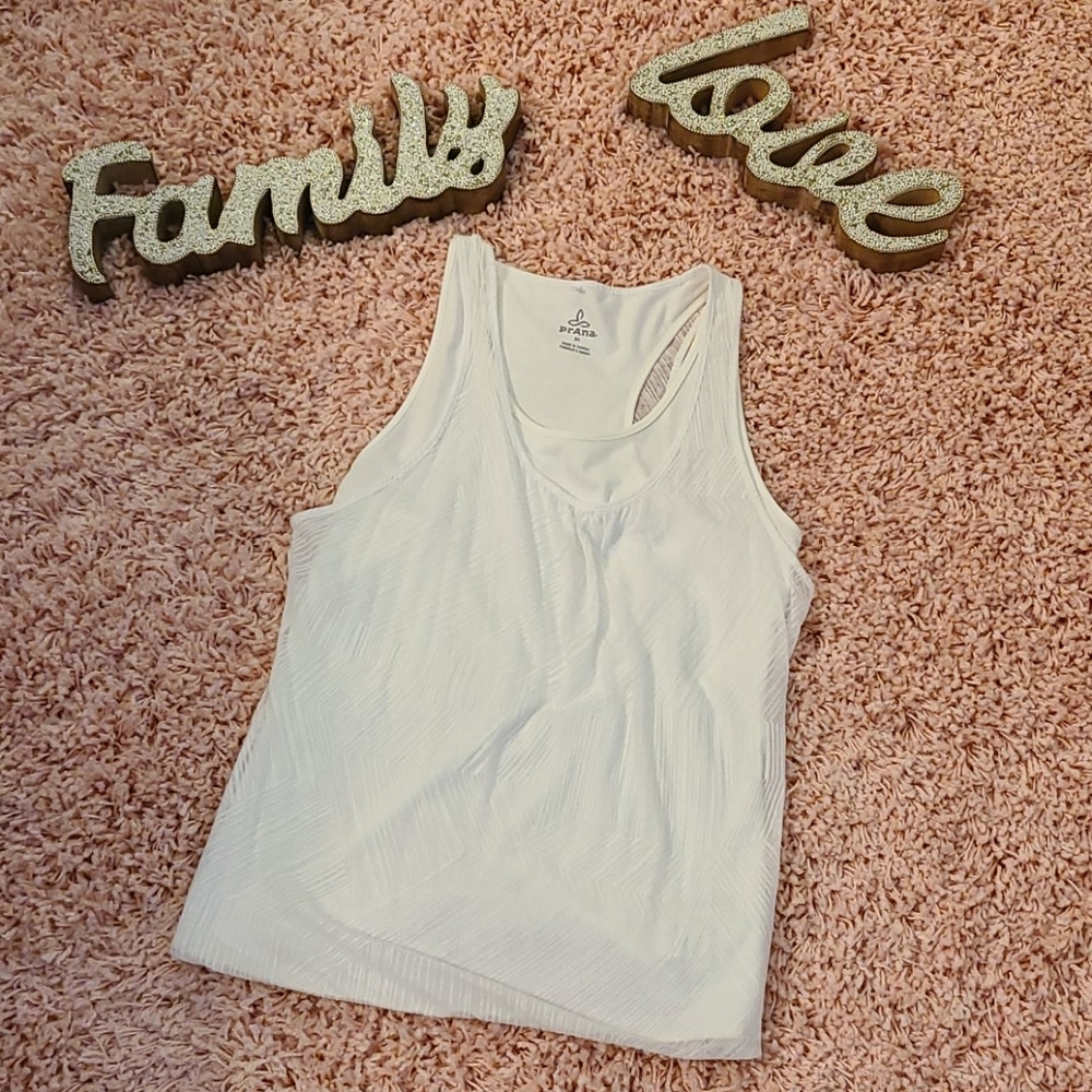 Prana white 2 layered tank top.